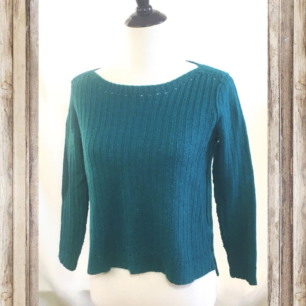 Lucky Brand knit sweater size M teal green short